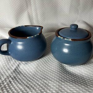 Dansk Blue Creamer and Sugar Bowl Set